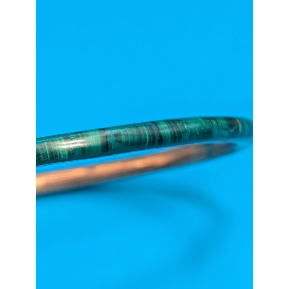 Vintage Malachite Inlay CMC Bangle Bracelet 1960s Boho Unisex
